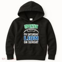Spartan On Saturday Lion On Sunday Detroit Won Kids Hoodie thumb 0