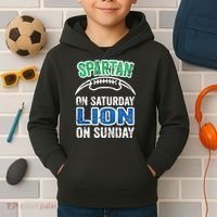 Spartan On Saturday Lion On Sunday Detroit Won Kids Hoodie thumb 2