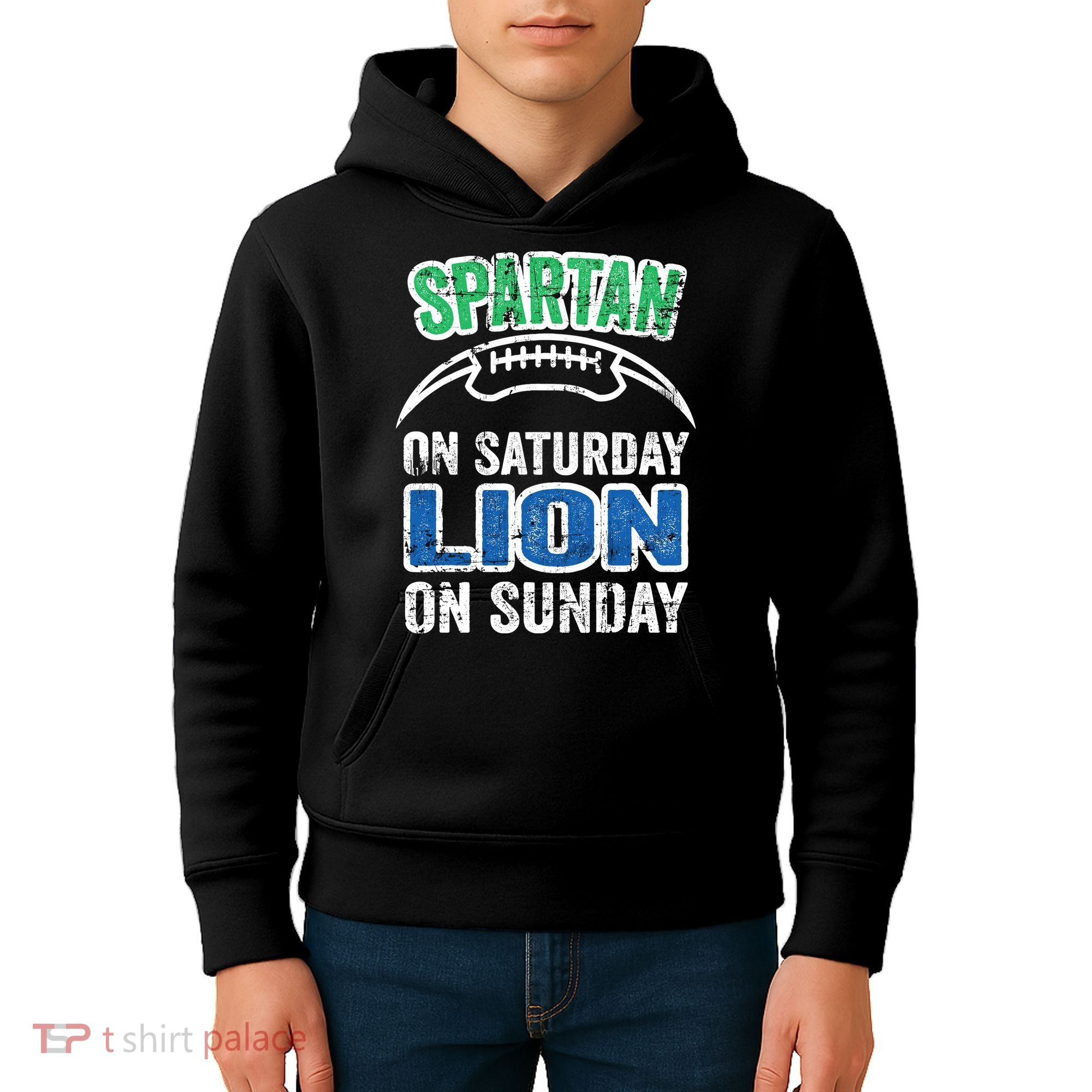 Spartan On Saturday Lion On Sunday Detroit Won Kids Hoodie
