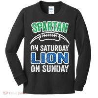 Spartan On Saturday Lion On Sunday Detroit Won Kids Long Sleeve Shirt thumb 0