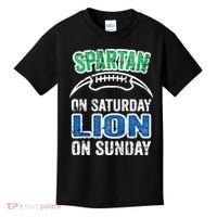 Spartan On Saturday Lion On Sunday Detroit Won Kids T-Shirt thumb 0