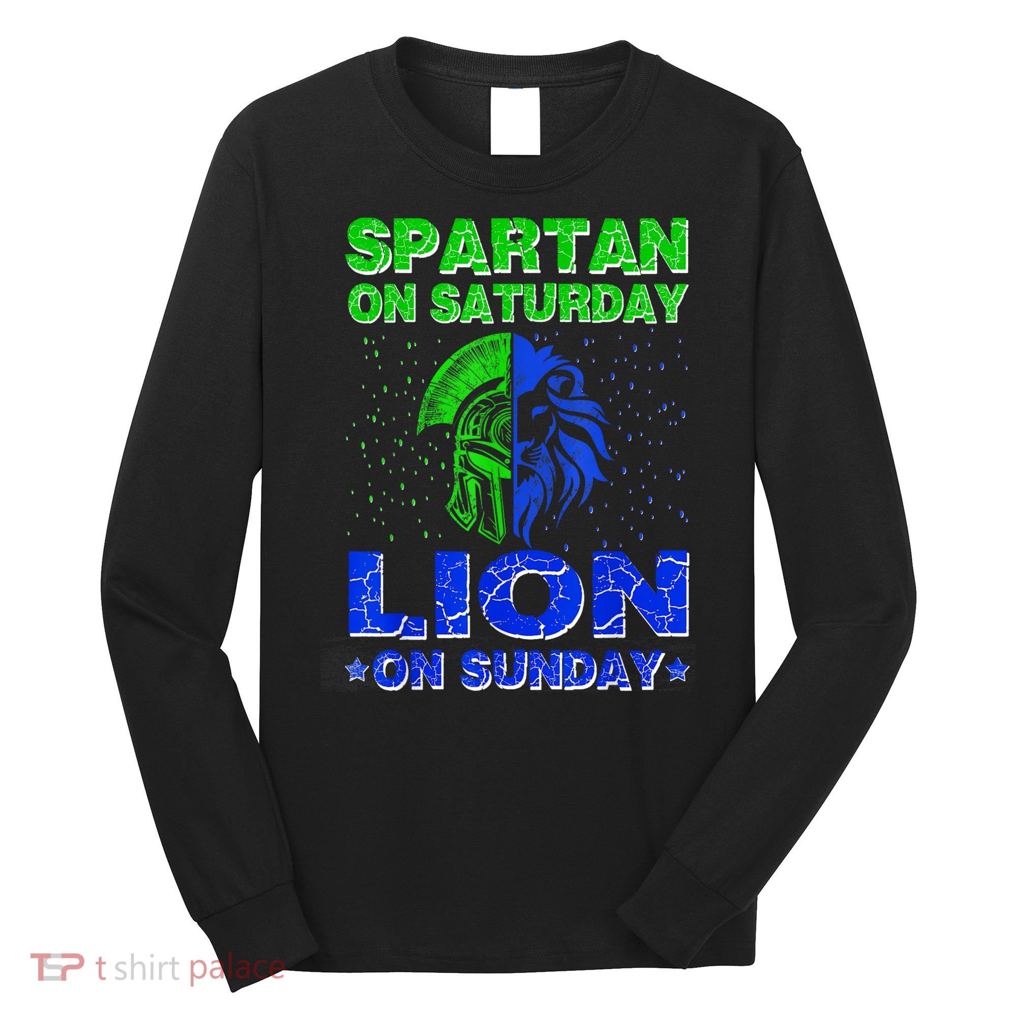 Spartan On Saturday Lion On Sunday Funny Detroit Mother Day Long Sleeve Shirt