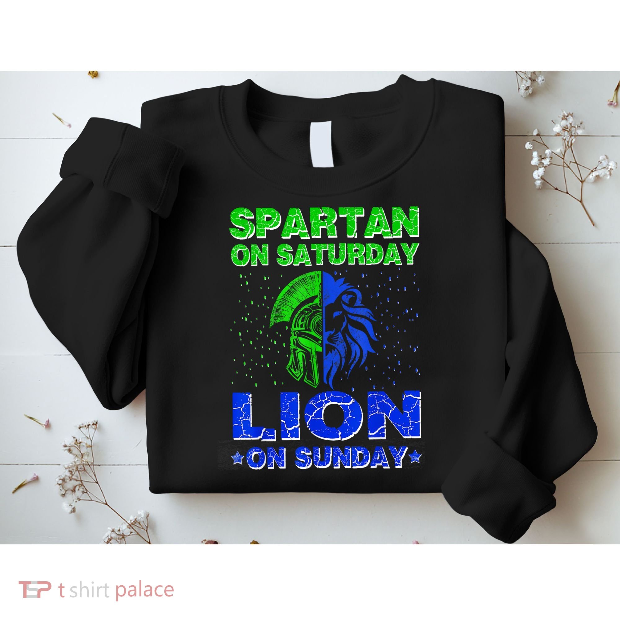 Spartan On Saturday Lion On Sunday Funny Detroit Mother Day Sweatshirt