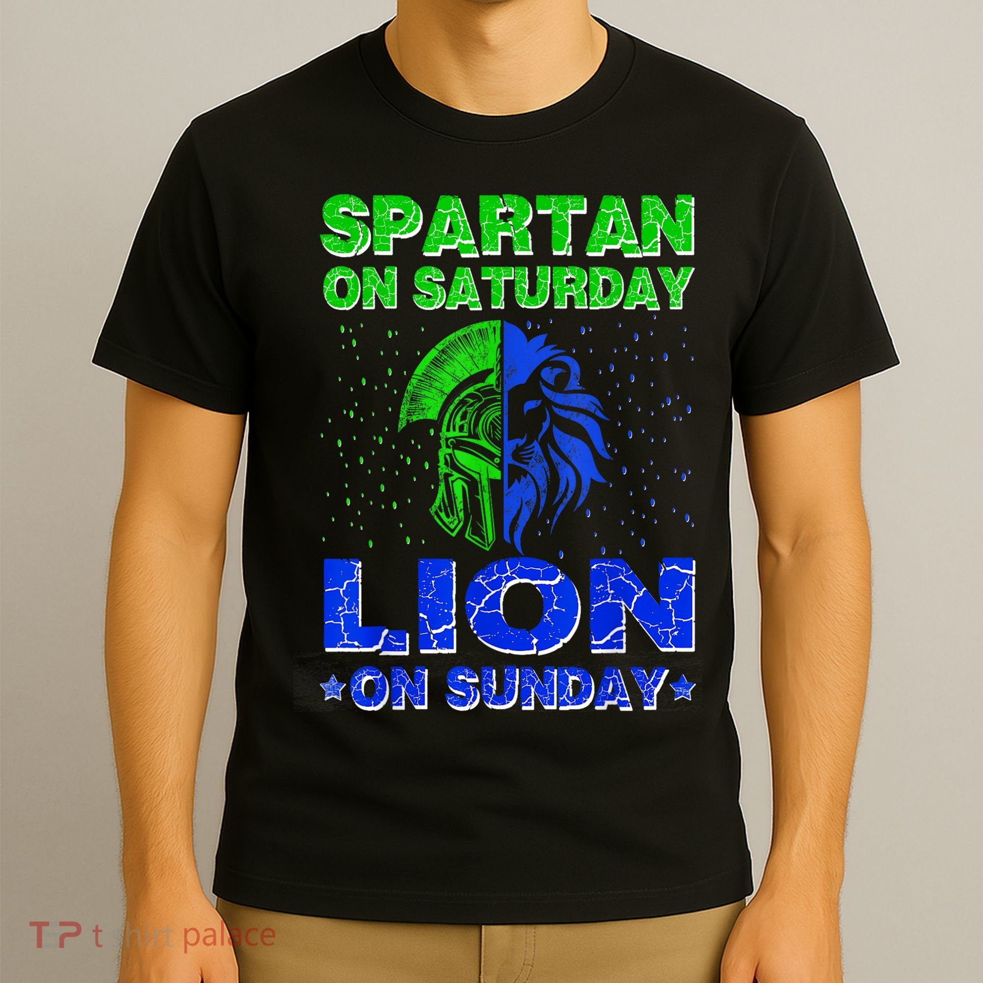 Spartan On Saturday Lion On Sunday Funny Detroit Mother Day T-Shirt