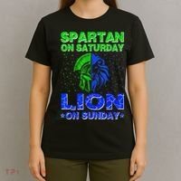 Spartan On Saturday Lion On Sunday Funny Detroit Mother Day T-Shirt thumb 4