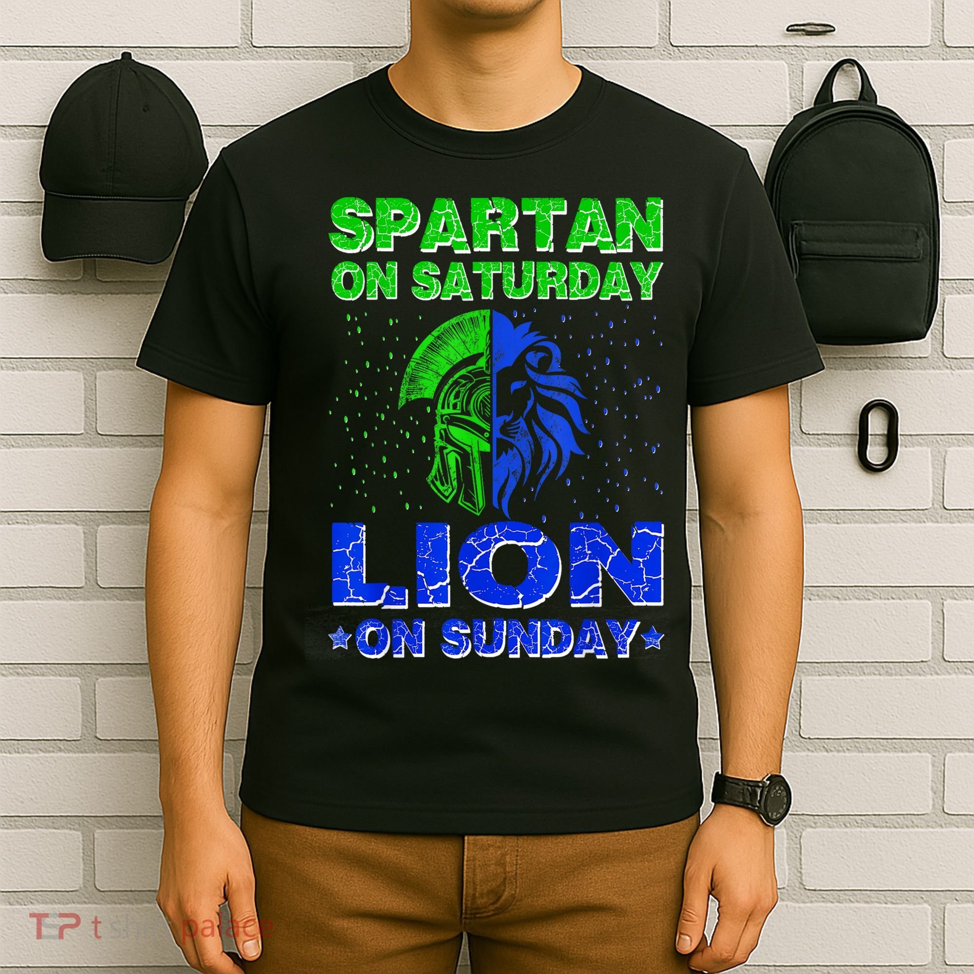 Spartan On Saturday Lion On Sunday Funny Detroit Mother Day T-Shirt