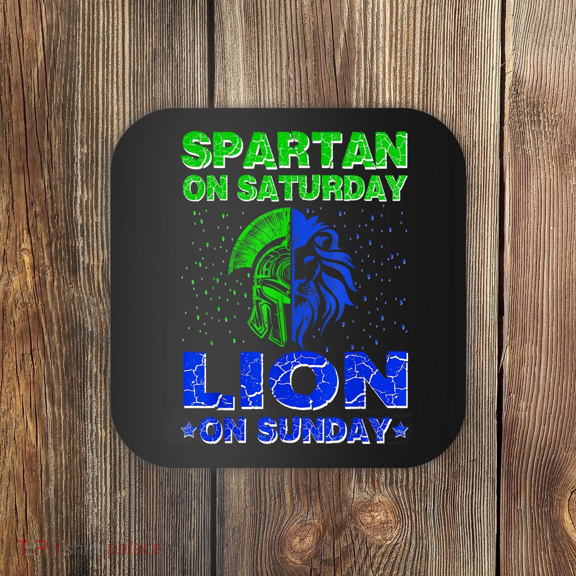 Spartan On Saturday Lion On Sunday Funny Detroit Mother Day Coaster