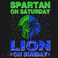 Spartan On Saturday Lion On Sunday Funny Detroit Mother Day Polo thumb 3