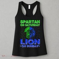 Spartan On Saturday Lion On Sunday Funny Detroit Mother Day Women's Tank Top thumb 3