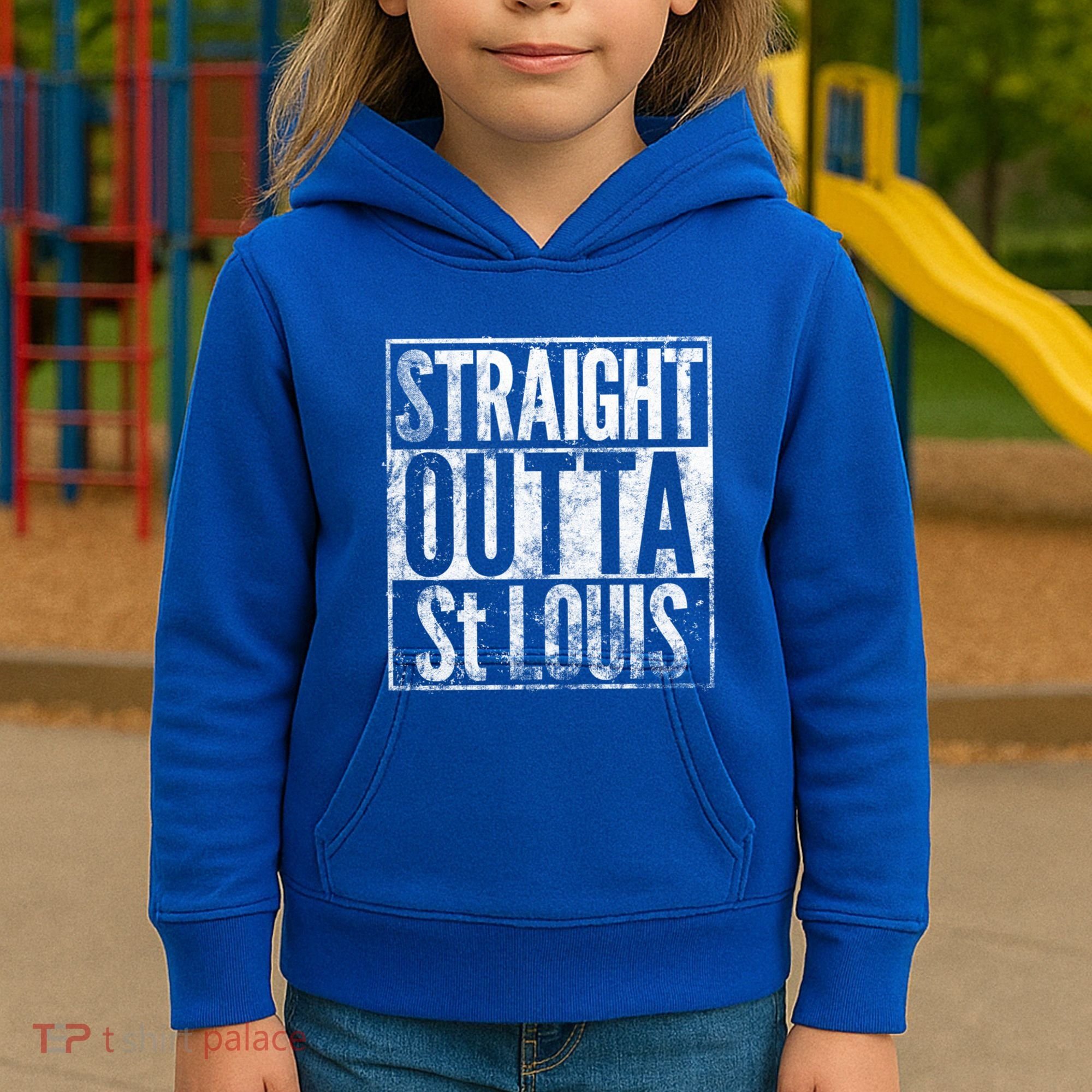 Straight Outta St Louis Missouri Distressed Effect Great Gift Kids Hoodie