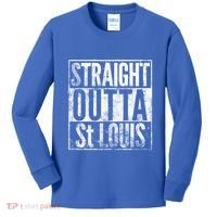 Straight Outta St Louis Missouri Distressed Effect Great Gift Kids Long Sleeve Shirt thumb 0