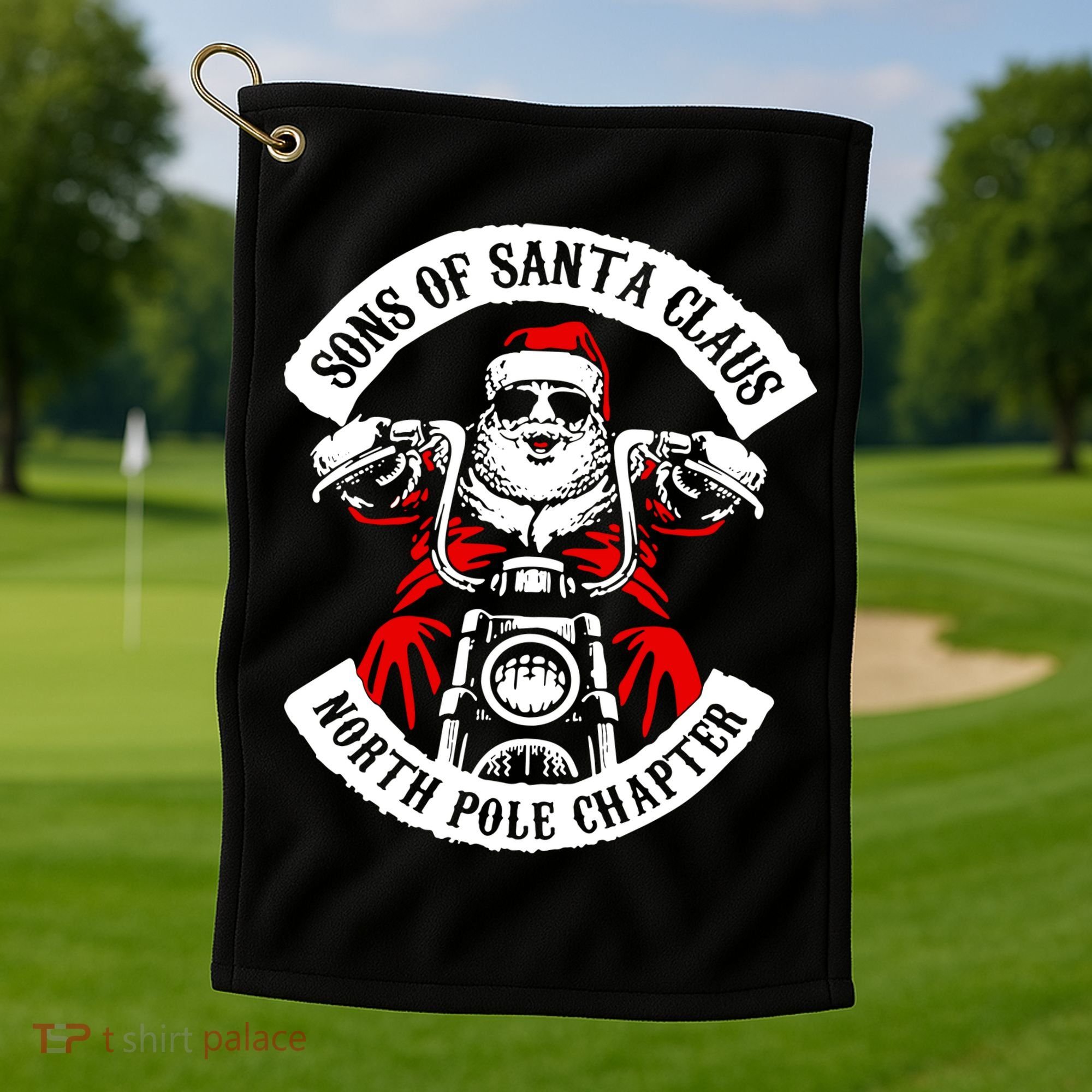 Sons Of Santa Biker Motorcycle Christmas Golf Towel