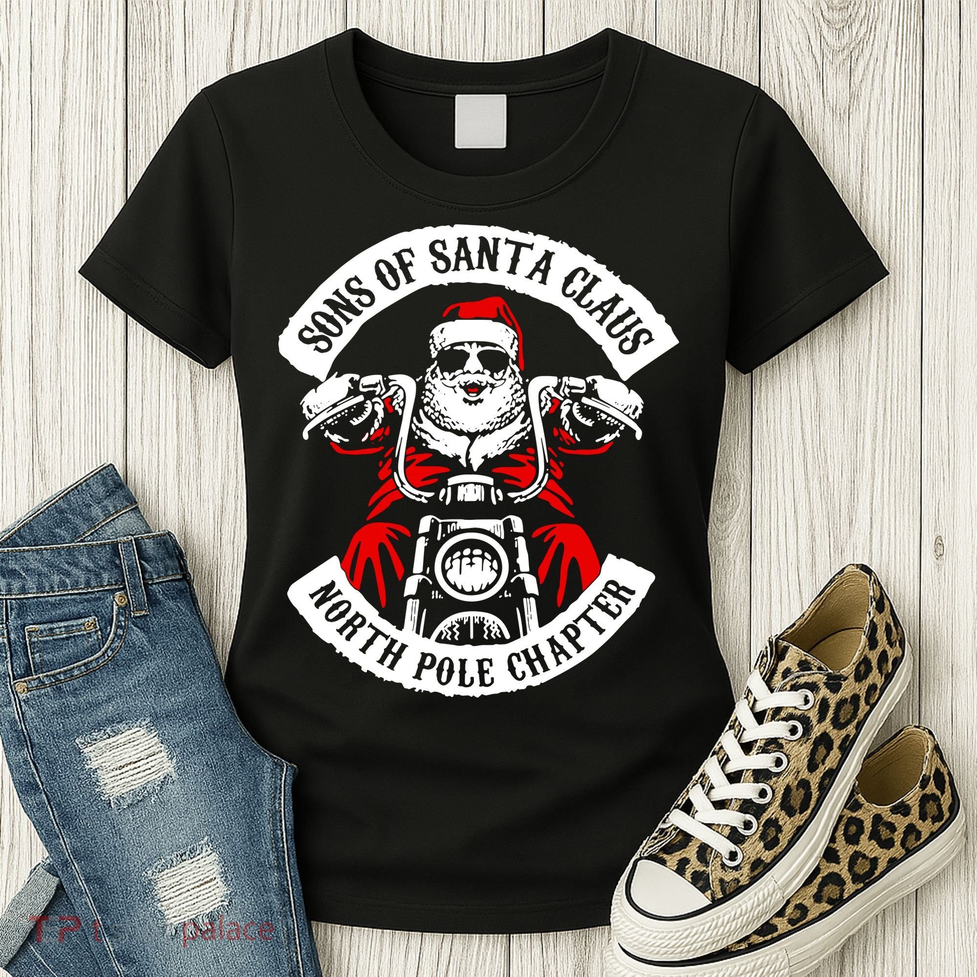 Sons Of Santa Biker Motorcycle Christmas Women's T-Shirt