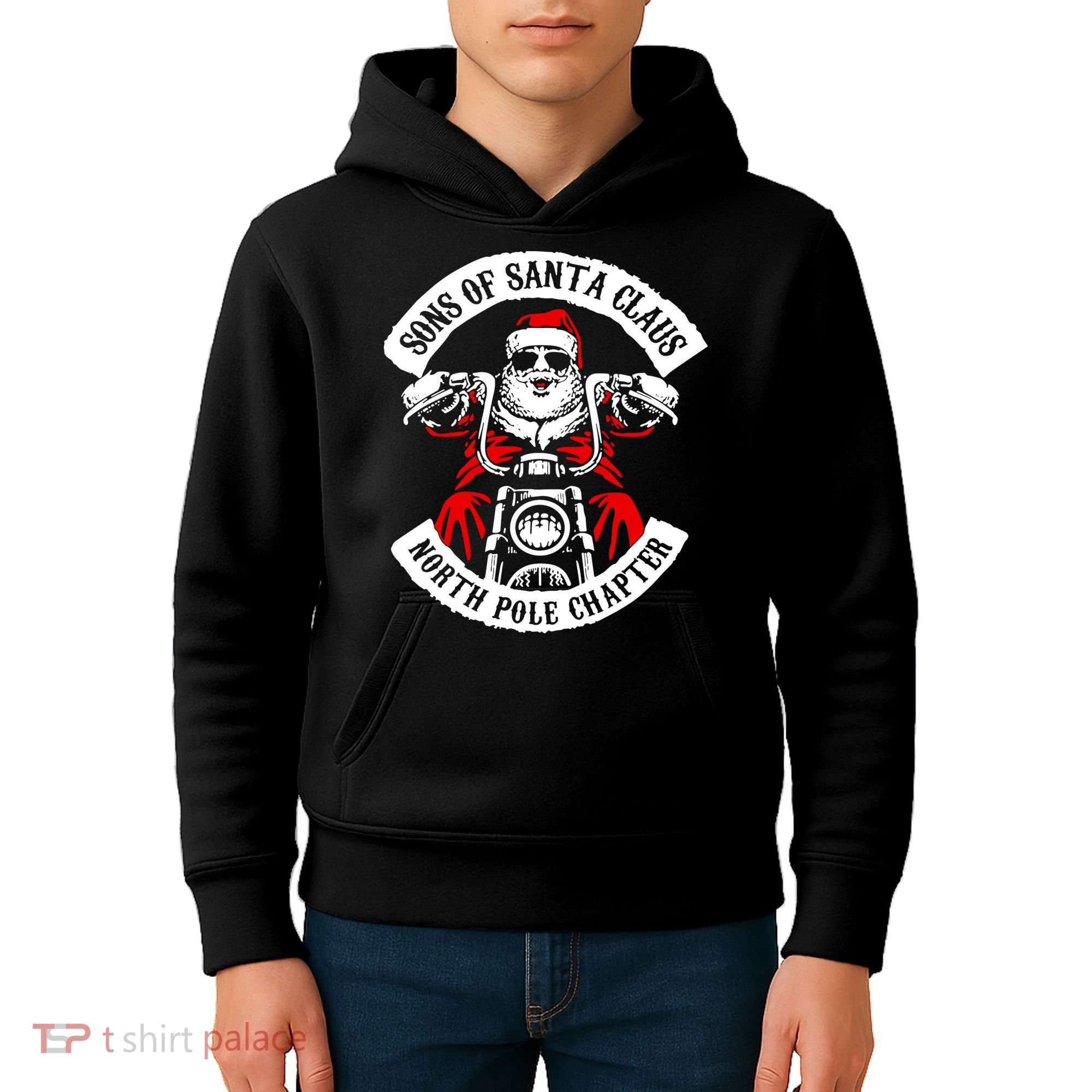 Sons Of Santa Biker Motorcycle Christmas Kids Hoodie