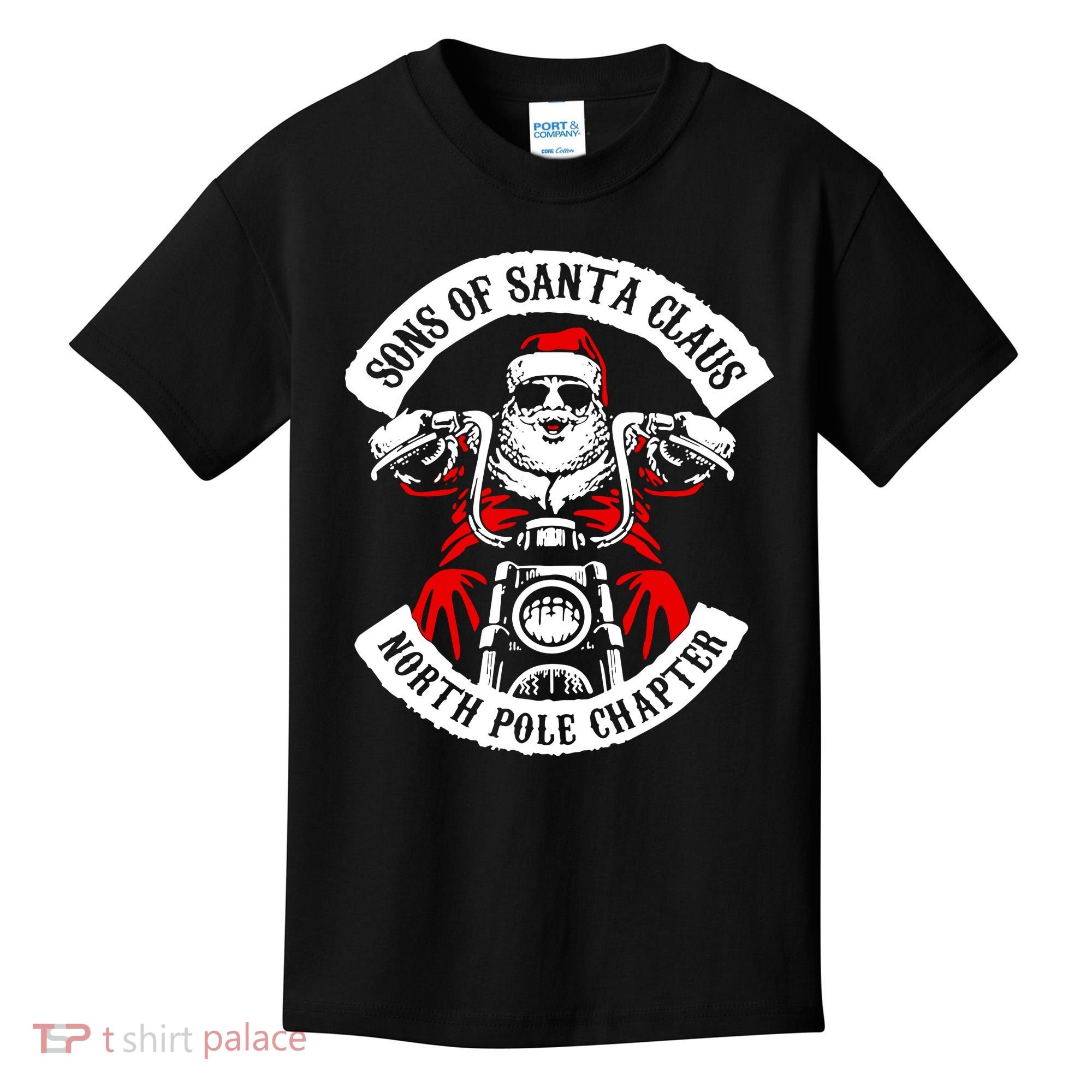 Sons Of Santa Biker Motorcycle Christmas Kids T-Shirt