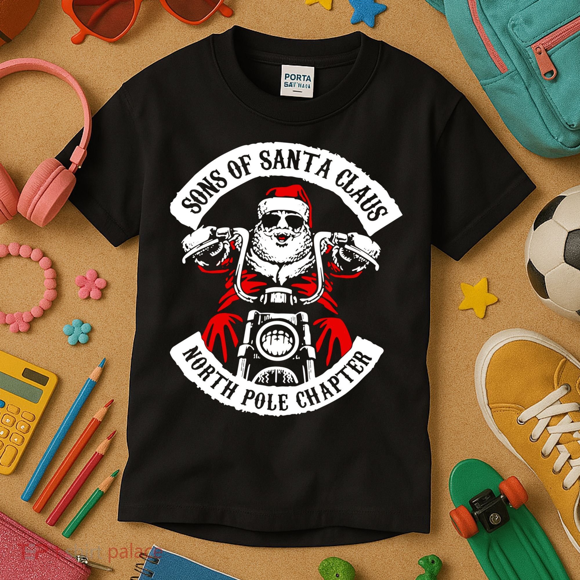 Sons Of Santa Biker Motorcycle Christmas Kids T-Shirt