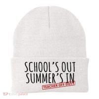 Schools Out Summers In Teacher Off Duty Beanie thumb 0
