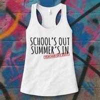 Schools Out Summers In Teacher Off Duty Women's Tank Top thumb 3