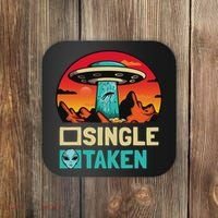 Single Or Taken Funny Alien Ufo Valentine's Day Coaster thumb 0