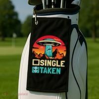 Single Or Taken Funny Alien Ufo Valentine's Day Golf Towel thumb 2