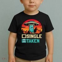 Single Or Taken Funny Alien Ufo Valentine's Day Toddler T-Shirt thumb 2