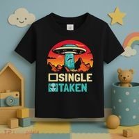 Single Or Taken Funny Alien Ufo Valentine's Day Toddler T-Shirt thumb 3