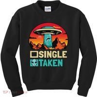 Single Or Taken Funny Alien Ufo Valentine's Day Kids Sweatshirt thumb 0