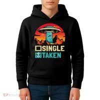 Single Or Taken Funny Alien Ufo Valentine's Day Kids Hoodie thumb 4