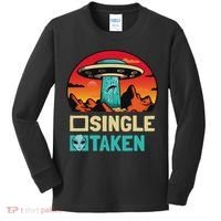 Single Or Taken Funny Alien Ufo Valentine's Day Kids Long Sleeve Shirt thumb 0