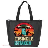 Single Or Taken Funny Alien Ufo Valentine's Day Tote Bag thumb 0