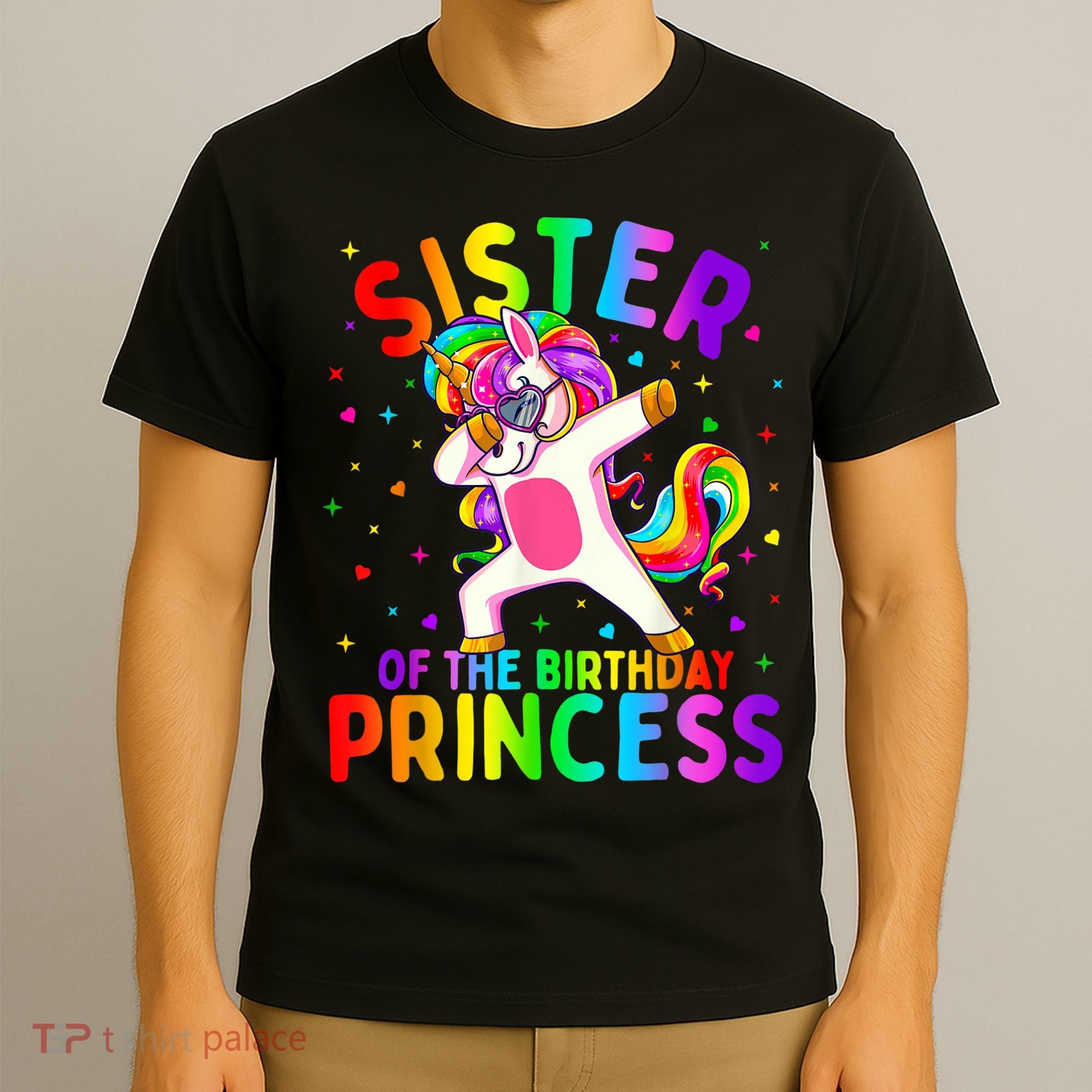 Sister Of The Birthday Princess Girl Dabbing Unicorn T-Shirt