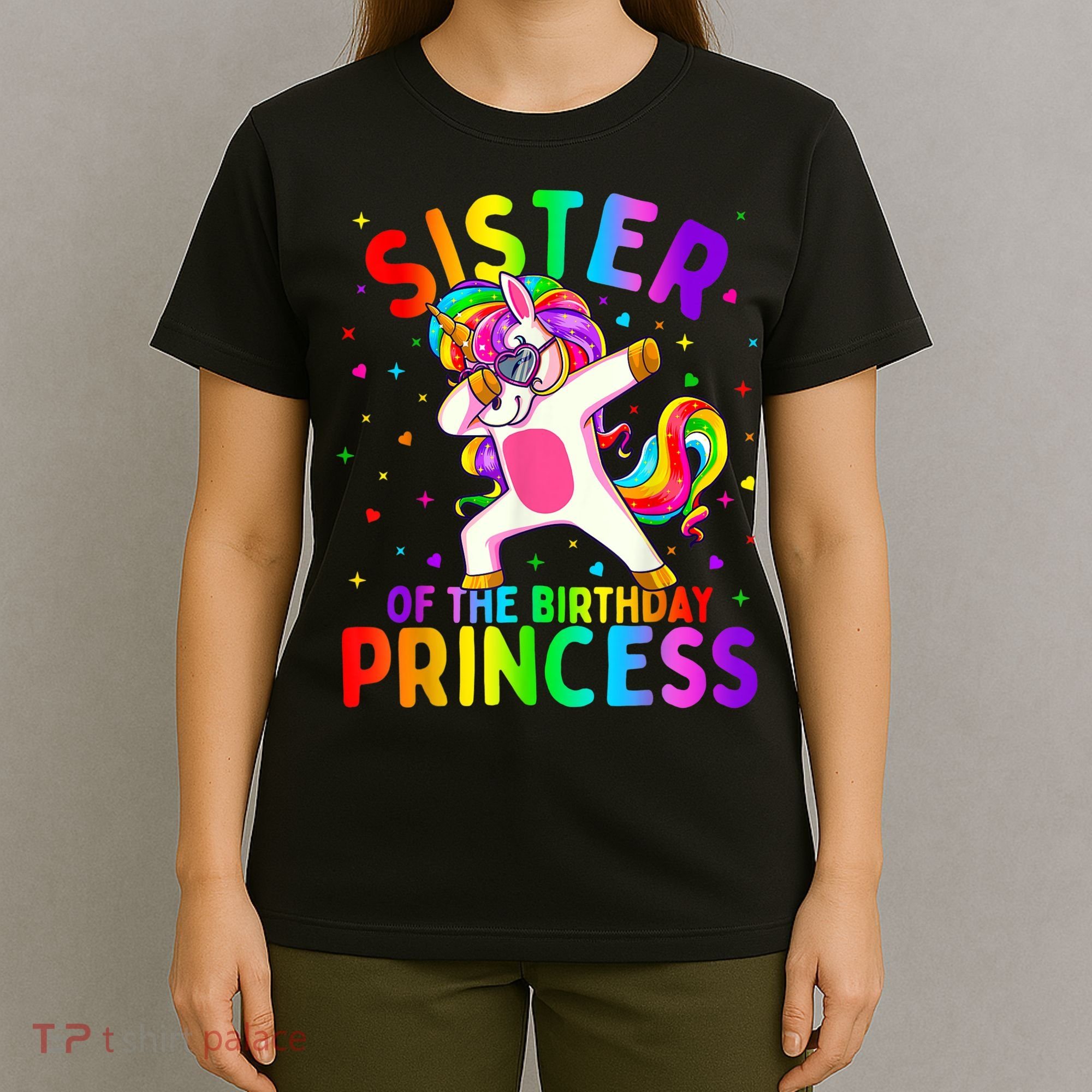 Sister Of The Birthday Princess Girl Dabbing Unicorn T-Shirt