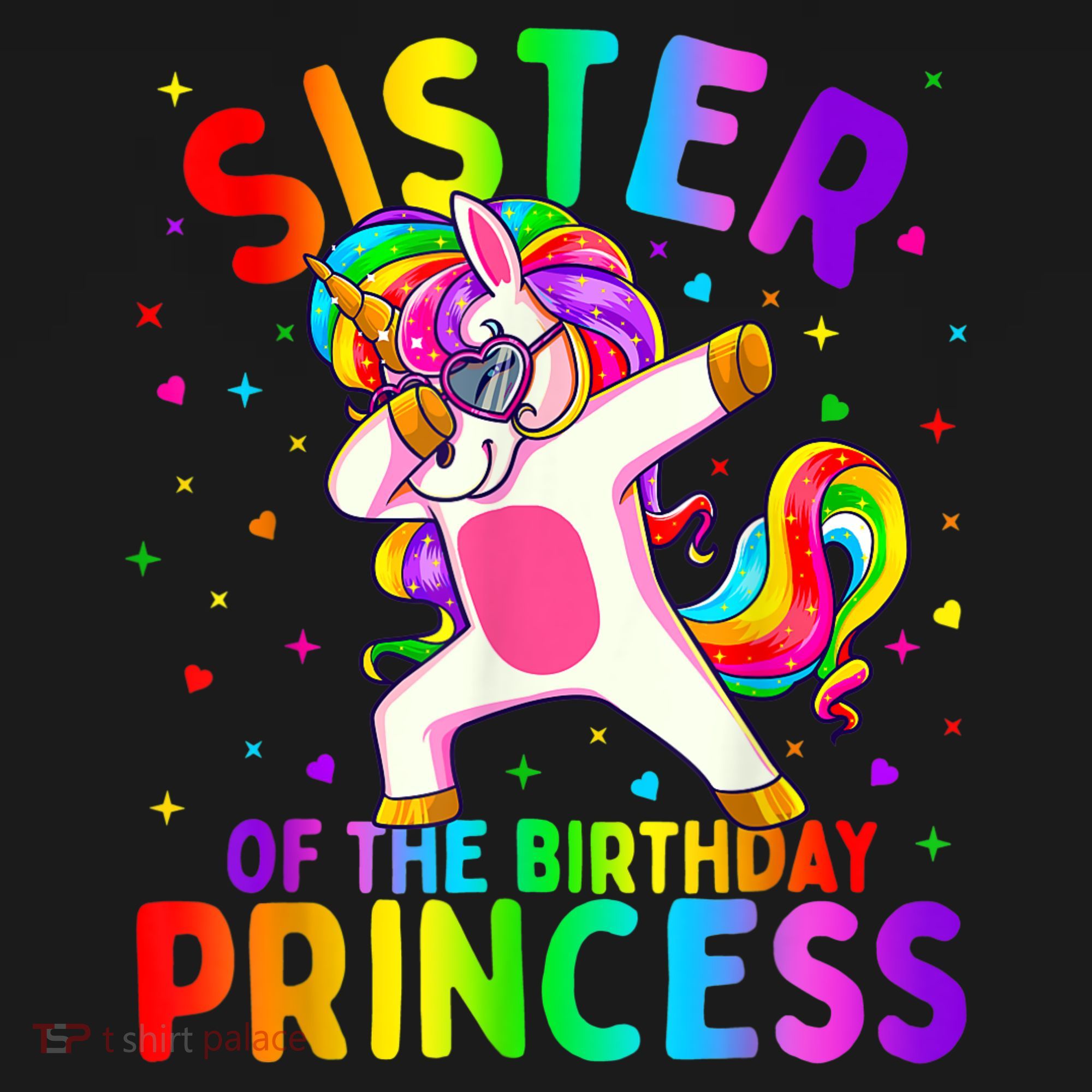 Sister Of The Birthday Princess Girl Dabbing Unicorn T-Shirt