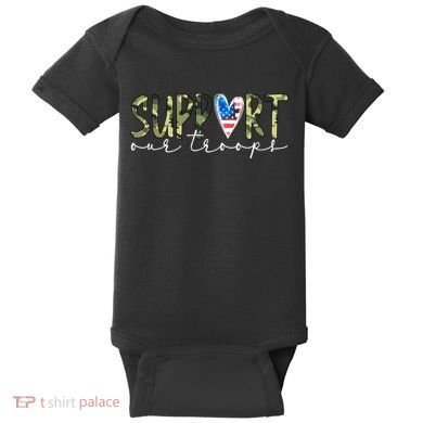 Support Our Trooper Usa Heart Baby Bodysuit