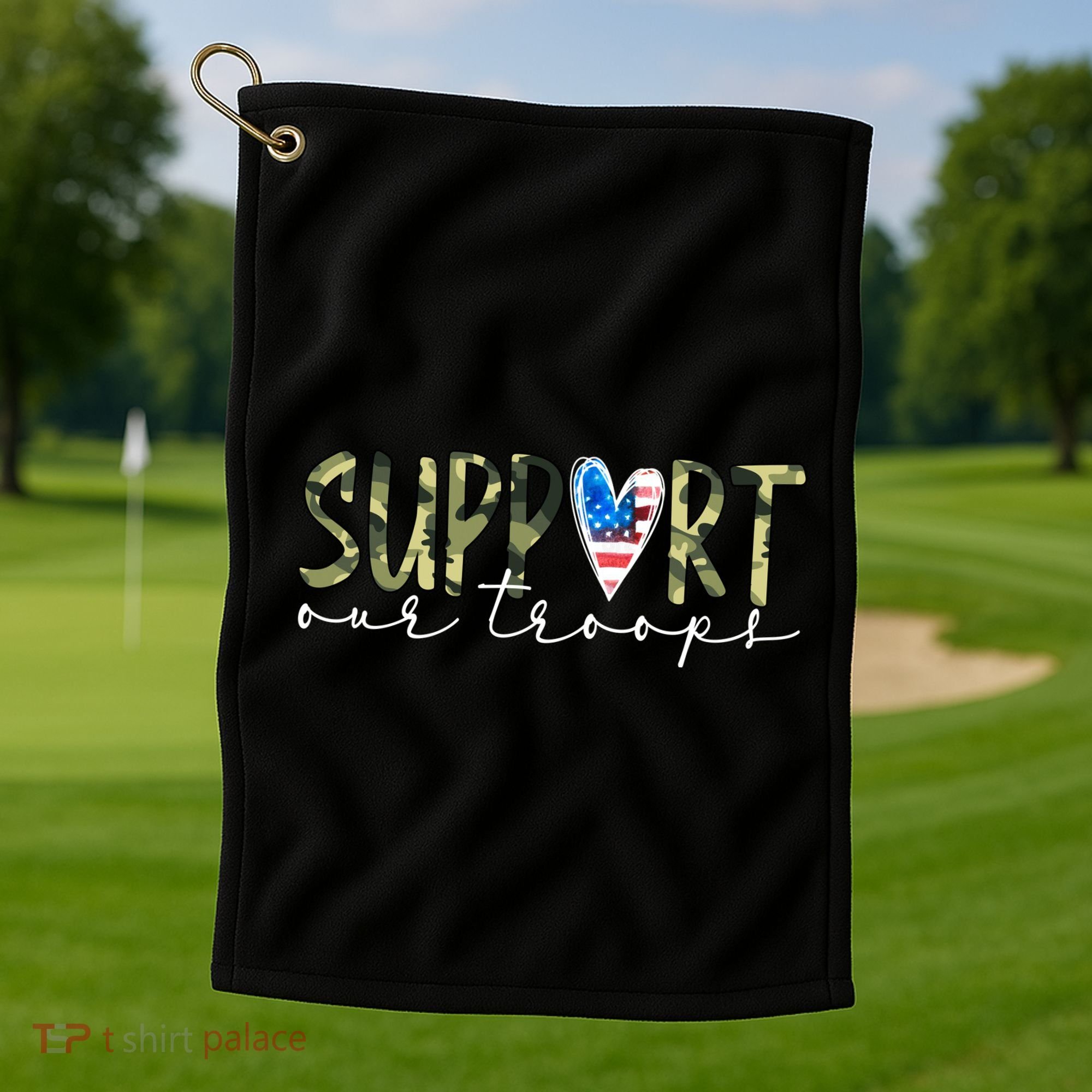 Support Our Trooper Usa Heart Golf Towel