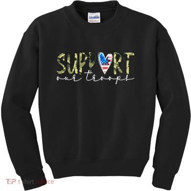 Support Our Trooper Usa Heart Kids Sweatshirt
