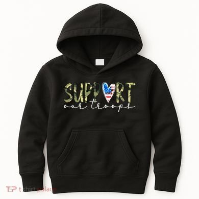 Support Our Trooper Usa Heart Kids Hoodie