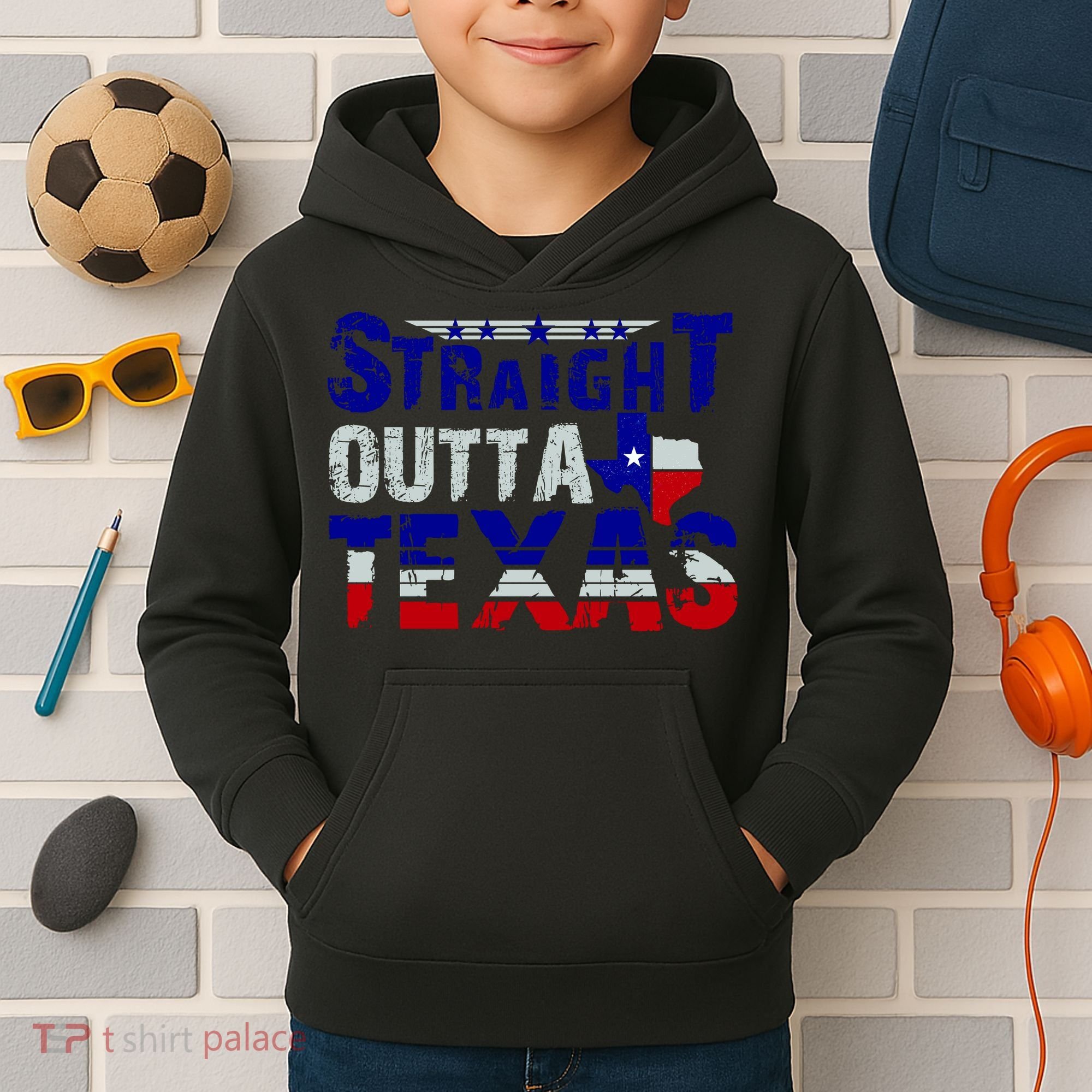 Straight Outta Texas Logo Kids Hoodie