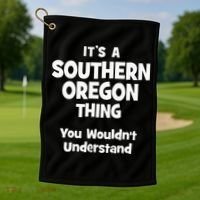 Southern Oregon Thing College University Alumni Funny Golf Towel thumb 1