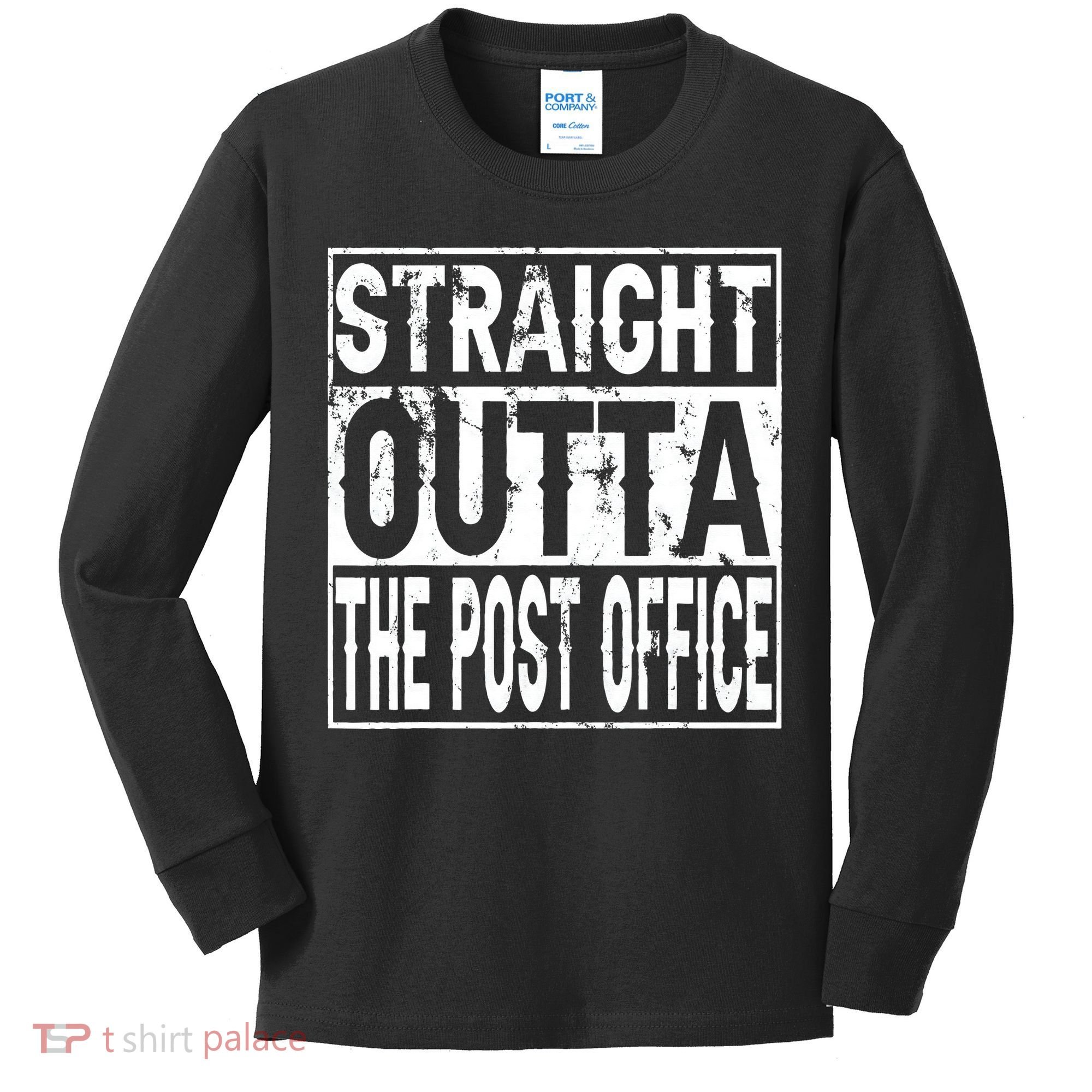 Straight Outta The Post Office Funny Postal Worker Kids Long Sleeve Shirt
