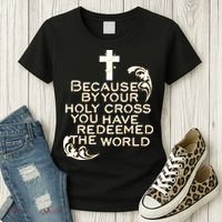 Stations of the Cross Jesus Holy Week Lent Easter Catholic Women's T-Shirt thumb 3