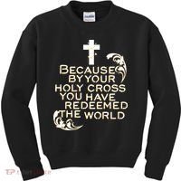 Stations of the Cross Jesus Holy Week Lent Easter Catholic Kids Sweatshirt thumb 0