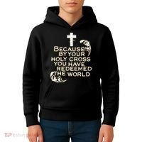 Stations of the Cross Jesus Holy Week Lent Easter Catholic Kids Hoodie thumb 4