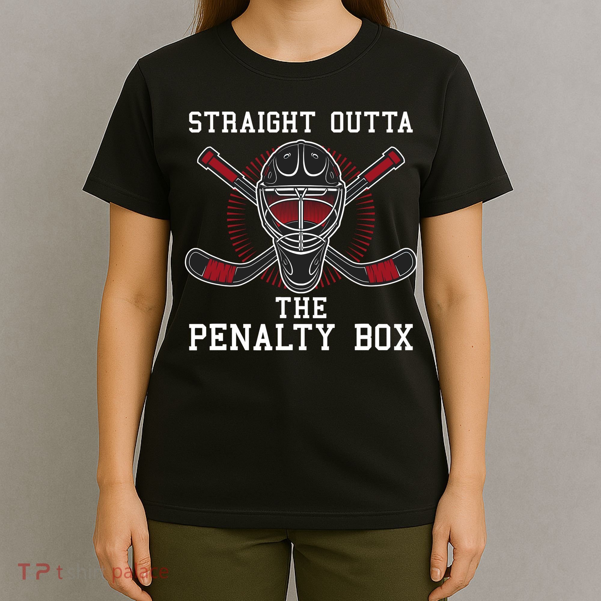 Straight Outta The Penalty Box Funny Goalie Ice Hockey T-Shirt
