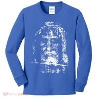 Shroud Of Turin Jesus Christ Face Kids Long Sleeve Shirt thumb 0