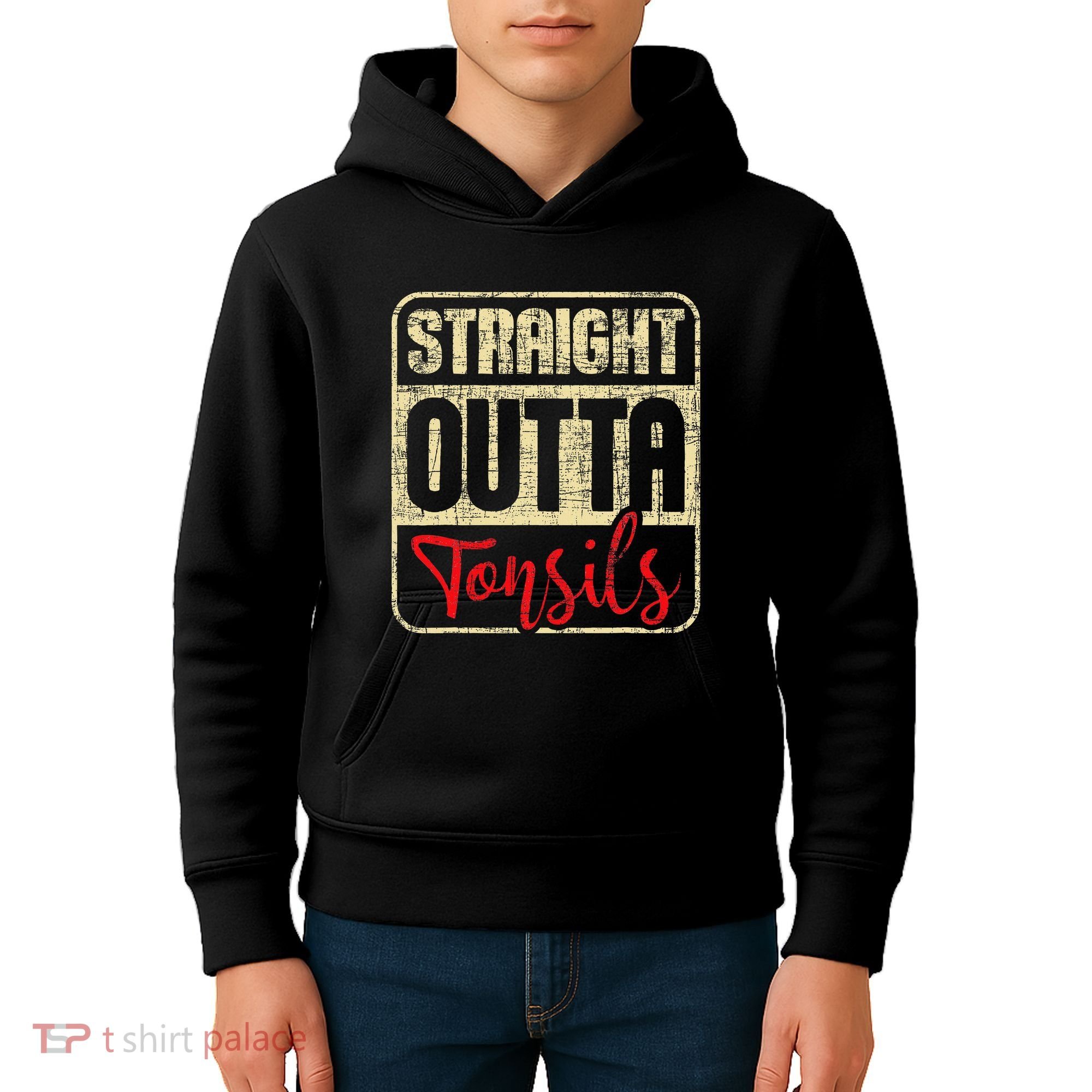 Straight Outta Tonsils Tonsil Removal Surgery Recovery Kids Hoodie