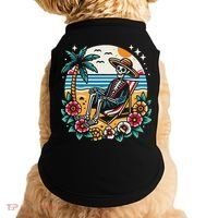 Skeleton On The Beach Traditional Tattoo Artist Inked Doggie Tank thumb 0