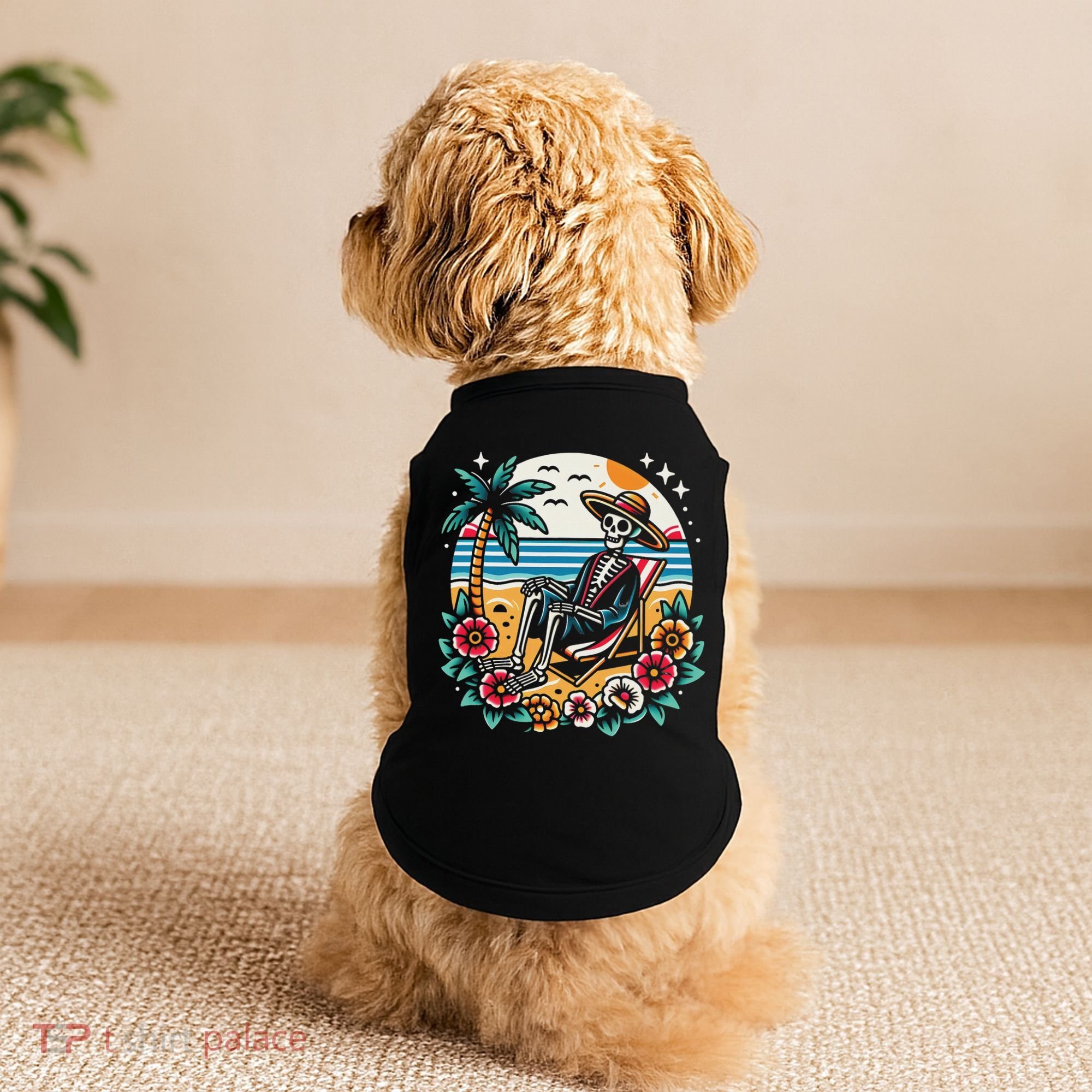 Skeleton On The Beach Traditional Tattoo Artist Inked Doggie Tank