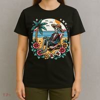 Skeleton On The Beach Traditional Tattoo Artist Inked T-Shirt thumb 4