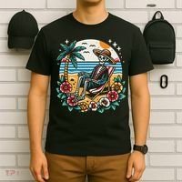 Skeleton On The Beach Traditional Tattoo Artist Inked T-Shirt thumb 6